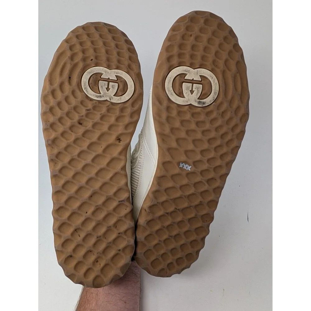 Gucci Mac80 Shoes Mens Size 10 White Leather Gum Sole Casual Ace Logo Sneakers